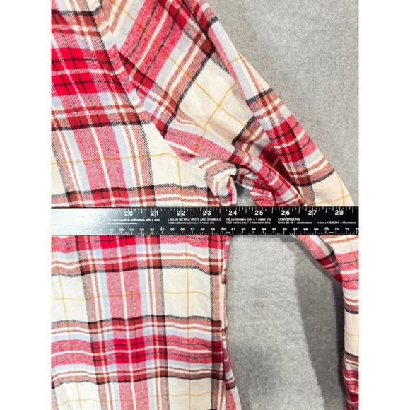 Croft & Barrow Flannel Shirt Plaid Button‎ Up Long Sleeve Red White XXL - Picture 13 of 15